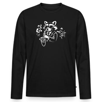 Raccoon Sax Jazz in Suit - Men's Premium Organic Long Sleeve Shirt - black - Front - Nico (187cm)