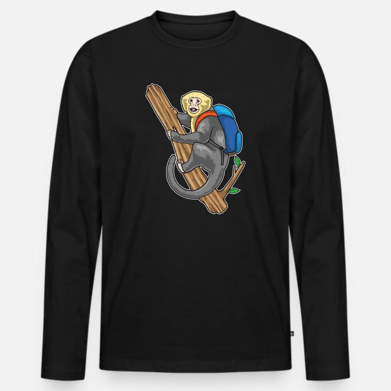 Monkey Student Backpack School - Men's Premium Organic Long Sleeve Shirt - black