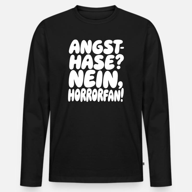 Angst? Nein, Horrorfan! - Männer Premium Bio Langarmshirt - Schwarz