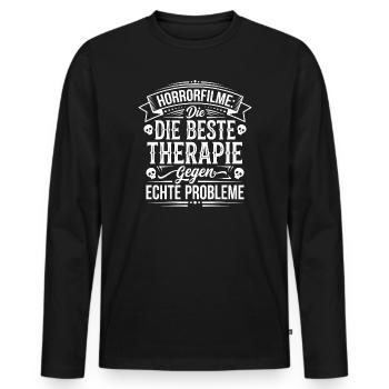 Horrorfilme Therapie gegen Probleme - Männer Premium Bio Langarmshirt - Schwarz - Vorne - Nico (187cm)