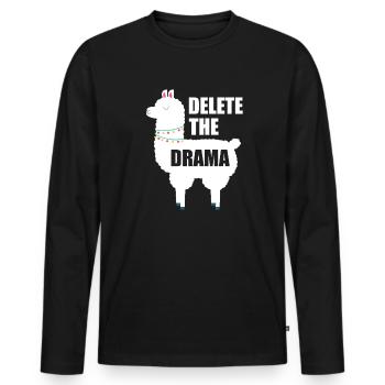 Delete the Drama: Minimalist Slogan Shirt - Men's Premium Organic Long Sleeve Shirt - black - Front - Nico (187cm)