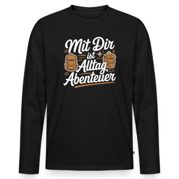 Avec toi, c’est la vie quotidienne aventure sac à dos amoureuse - T-shirt manches longues Premium bio Homme - noir - Devant - Nico (187cm)