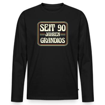 90 Jahre alt Geburtstag 90. Geburtstag - Männer Premium Bio Langarmshirt - Schwarz - Vorne - Nico (187cm)