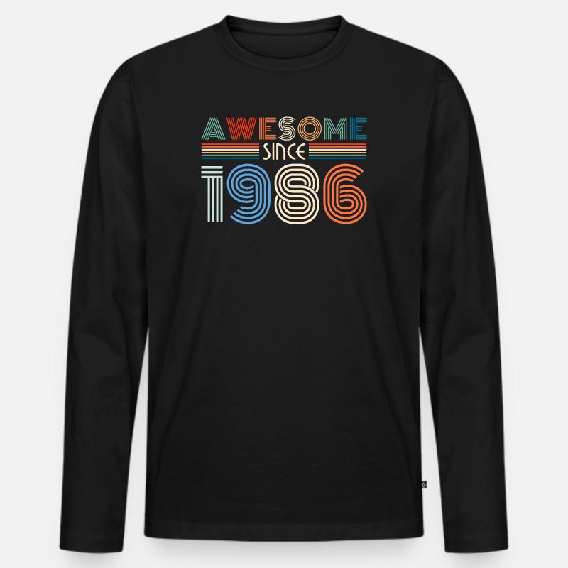 Awesome Since 1986 Retro Stripes - Männer Premium Bio Langarmshirt - Schwarz