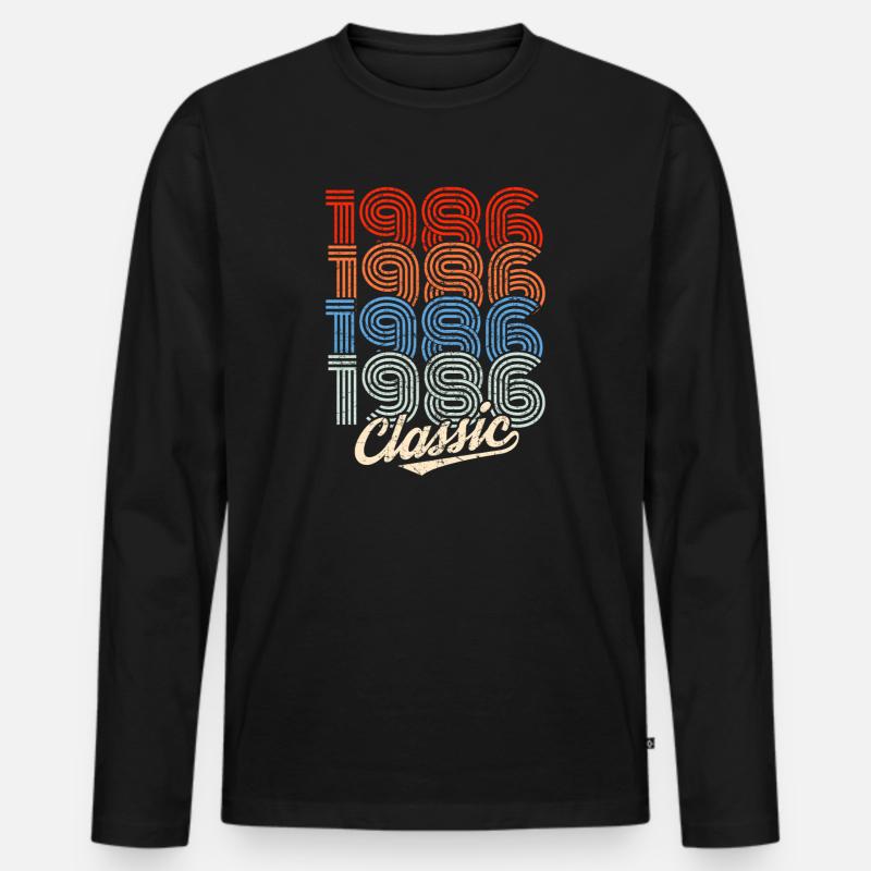 1986 Classic Retro Neon - Männer Premium Bio Langarmshirt - Schwarz