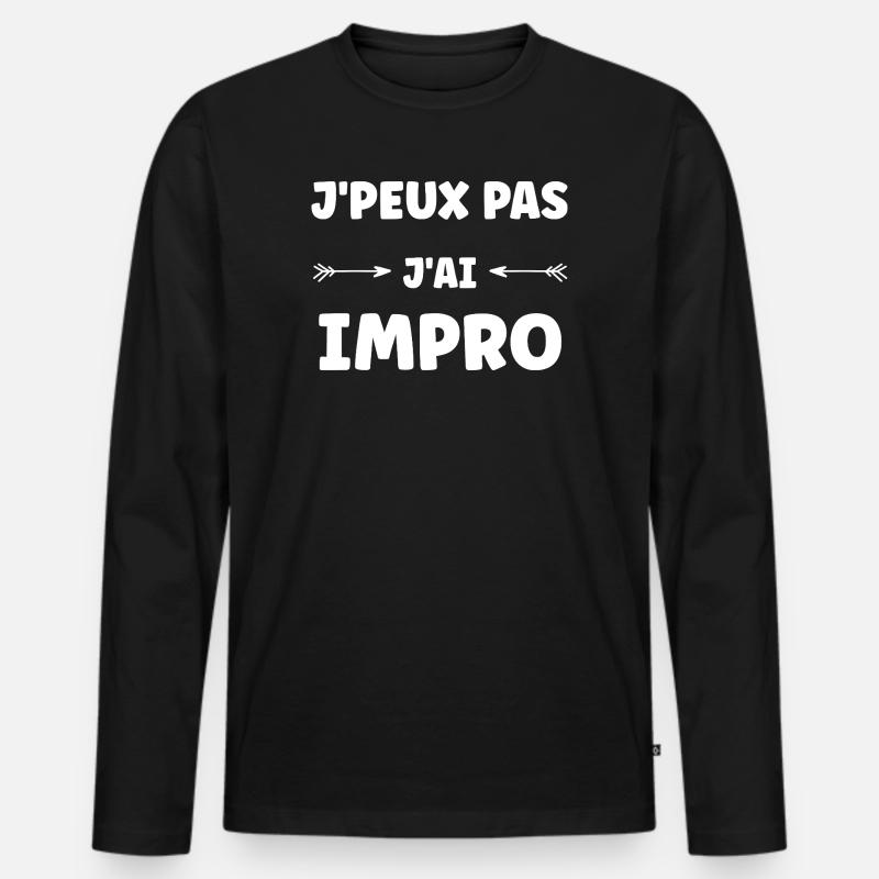 Ich kann nicht. Ich improvisiere. - Männer Premium Bio Langarmshirt - Schwarz