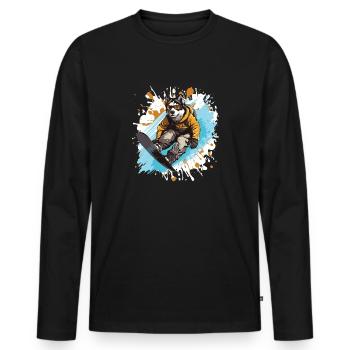 Husky Dog Snowboard - Men's Premium Organic Long Sleeve Shirt - black - Front - Nico (187cm)