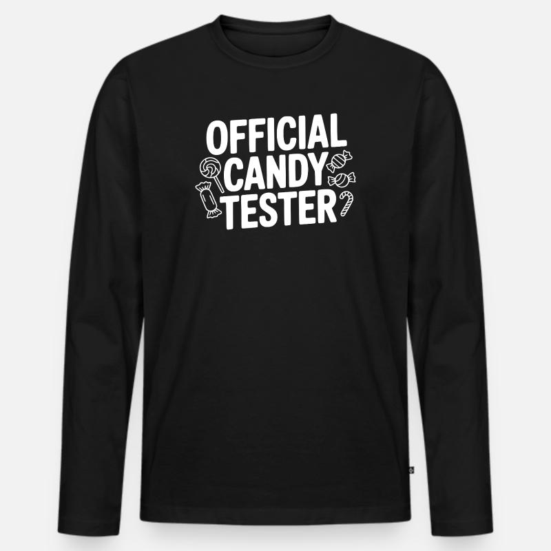 Offizieller Süßigkeitentester - Männer Premium Bio Langarmshirt - Schwarz