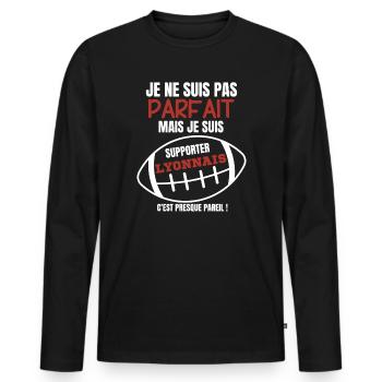 Anhänger Lyonnais Rugby Humor - Männer Premium Bio Langarmshirt - Schwarz - Vorne - Nico (187cm)