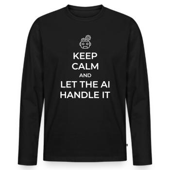 Lass die KI das regeln – Sarkastischer Tech-Witz – Weiß – - Männer Premium Bio Langarmshirt - Schwarz - Vorne - Nico (187cm)