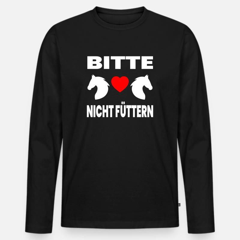 Pferde - Männer Premium Bio Langarmshirt - Schwarz