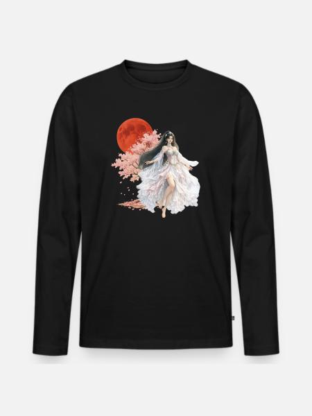 Moonlit Blossom Enchantress - Men's Premium Organic Long Sleeve Shirt - black