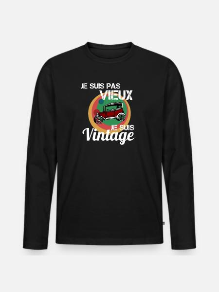 Ich bin kein altes Oldtimer-Auto - Männer Premium Bio Langarmshirt - Schwarz