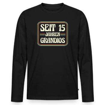 15 Years Old Birthday 15th Birthday - Men's Premium Organic Long Sleeve Shirt - black - Front - Nico (187cm)