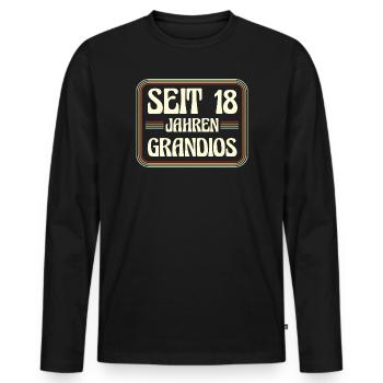 Anniversaire de 18 ans 18 ans - T-shirt manches longues Premium bio Homme - noir - Devant - Nico (187cm)