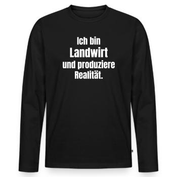 Je suis une réalité d’agriculteur - T-shirt manches longues Premium bio Homme - noir - Devant - Nico (187cm)