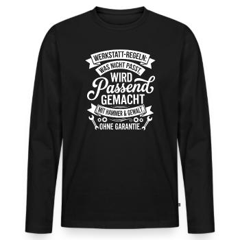 Workshop Rules Made To Fit Typo - Men's Premium Organic Long Sleeve Shirt - black - Front - Nico (187cm)