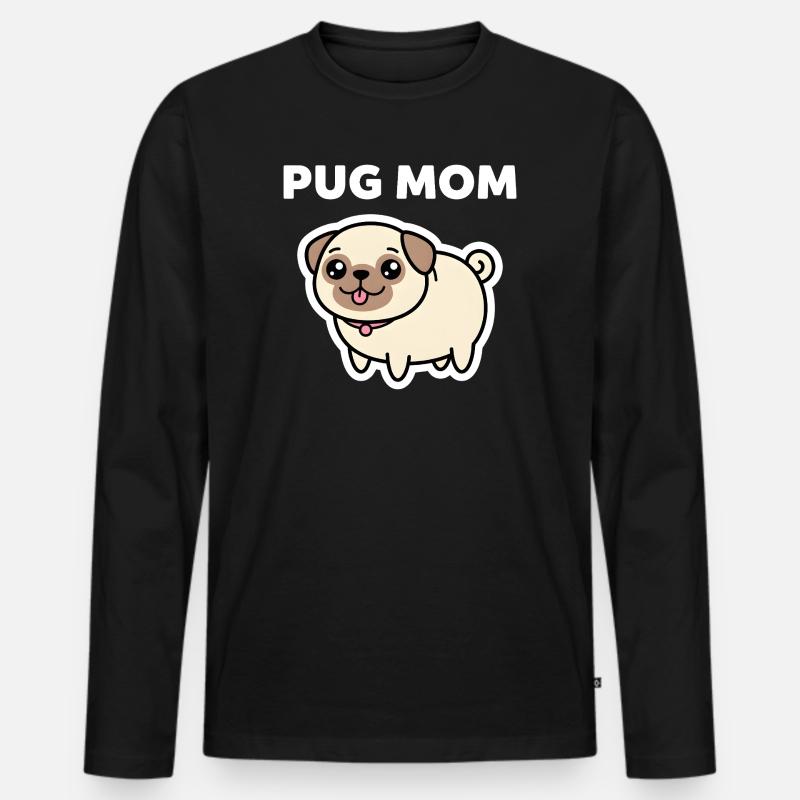 Süßes Mops-Mama-Hundeliebhaber-Design - Männer Premium Bio Langarmshirt - Schwarz