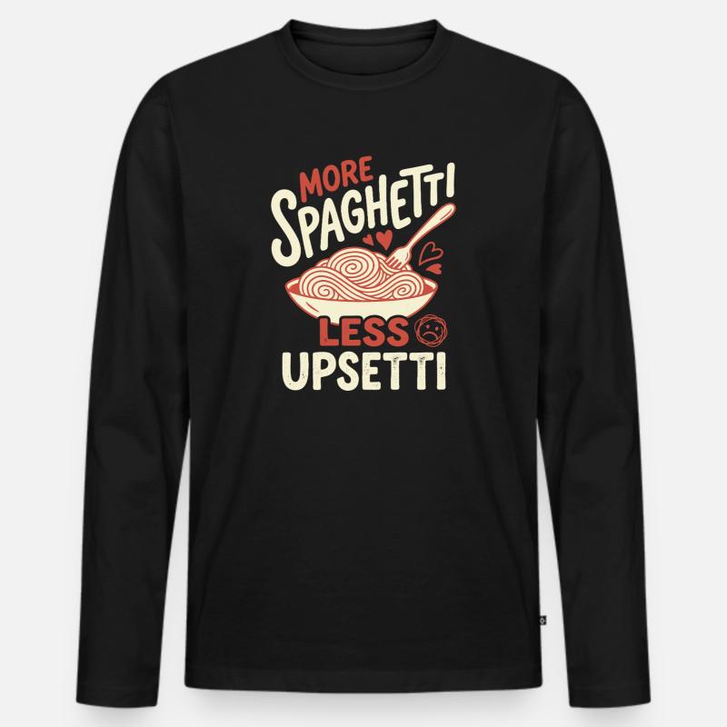 Mehr Spaghetti, Weniger Upsetti - Männer Premium Bio Langarmshirt - Schwarz