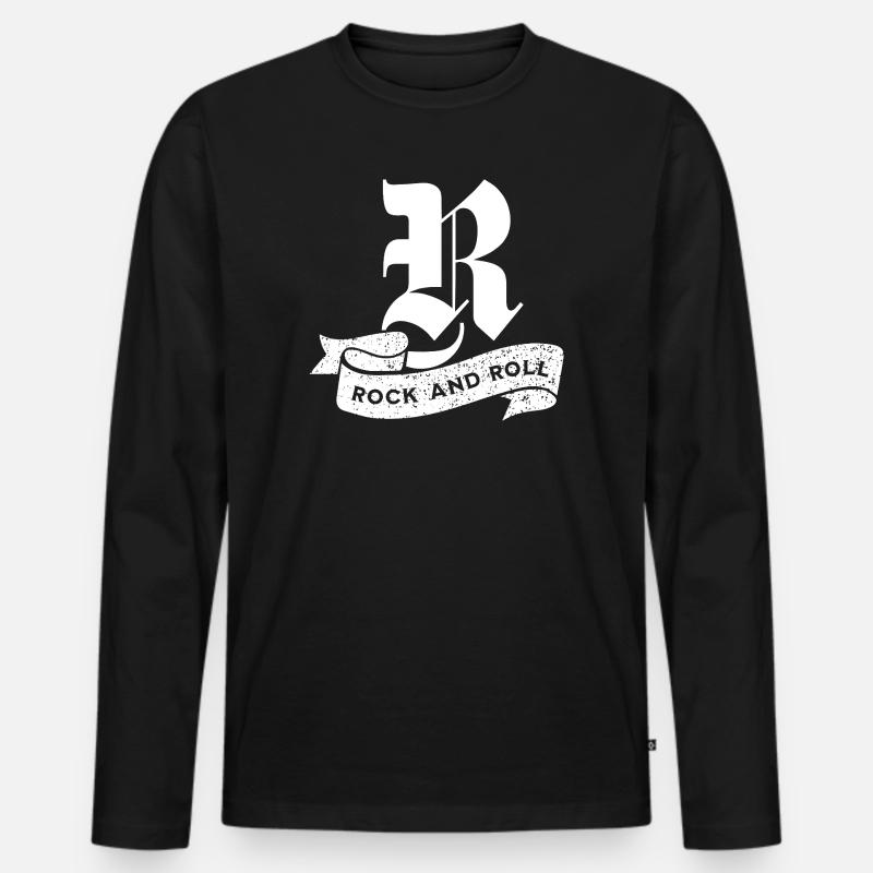 Rock'n'Roll-Emblemwappen - Männer Premium Bio Langarmshirt - Schwarz