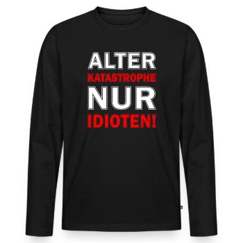 Just Idiot Design - Men's Premium Organic Long Sleeve Shirt - black - Front - Nico (187cm)