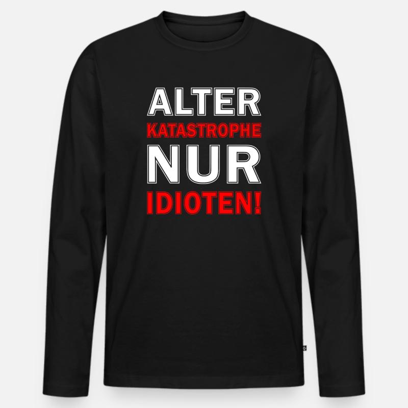 Nur Idioten Design - Männer Premium Bio Langarmshirt - Schwarz