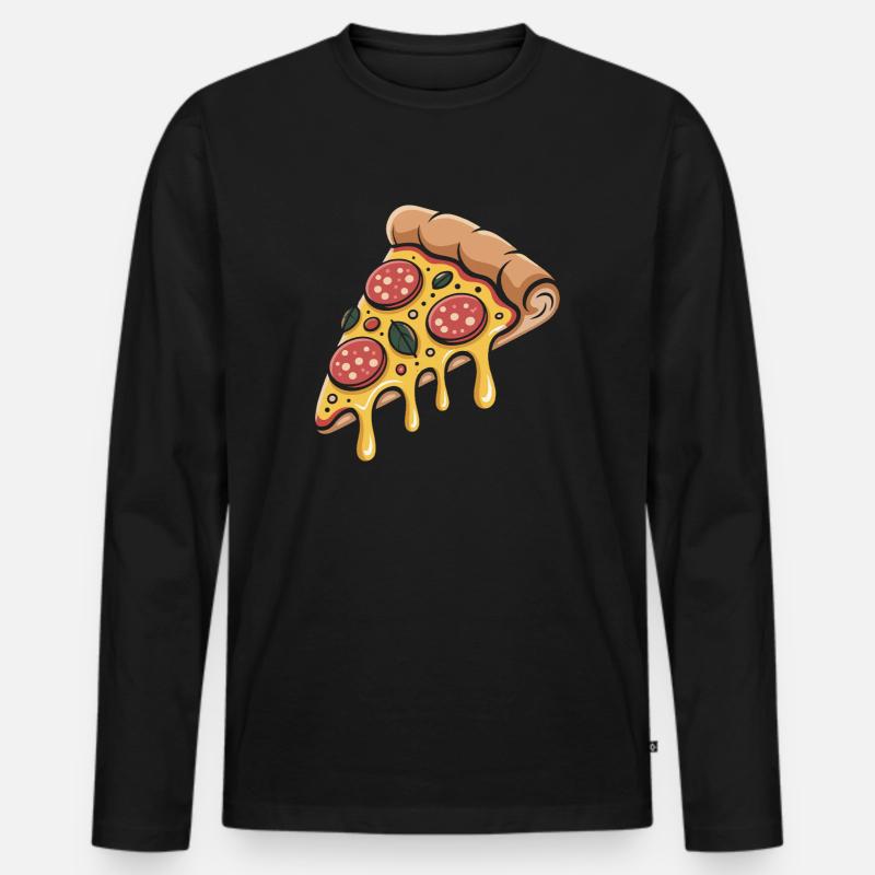 Pizza Pizzabäcker - Männer Premium Bio Langarmshirt - Schwarz