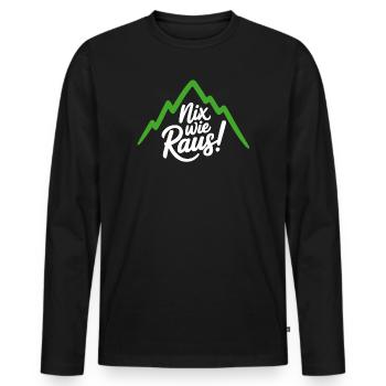 Sortons d’ici – la liberté dans les montagnes - T-shirt manches longues Premium bio Homme - noir - Devant - Nico (187cm)