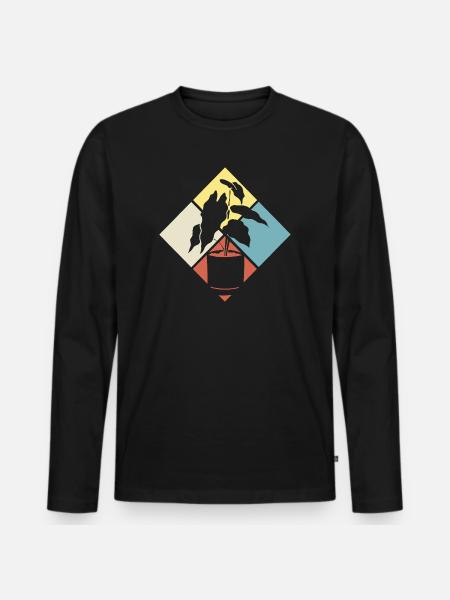 Retro Plant Lover Plants Succulents - Men's Premium Organic Long Sleeve Shirt - black