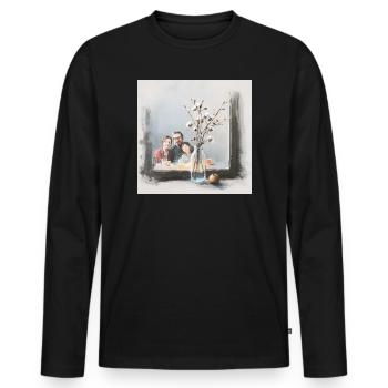 Family breakfast - Men's Premium Organic Long Sleeve Shirt - black - Front - Nico (187cm)