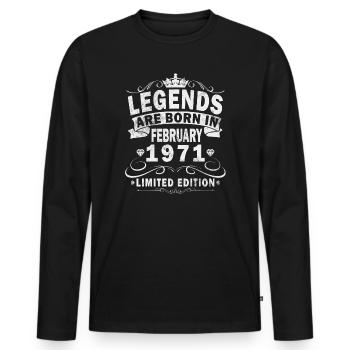 Février 1971| Février 1971 Jubilé 1971 - T-shirt manches longues Premium bio Homme - noir - Devant - Nico (187cm)