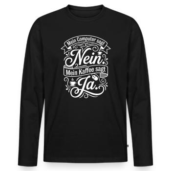 Kaffee gegen Computer Zitat - Männer Premium Bio Langarmshirt - Schwarz - Vorne - Nico (187cm)