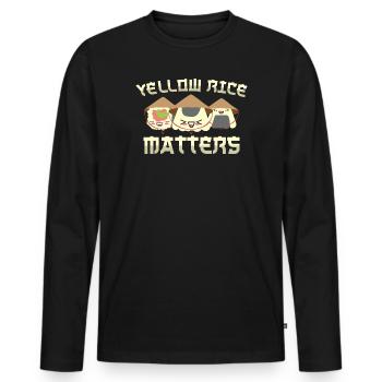 Funny Rice Saying - Yellow Rice Matters - Men's Premium Organic Long Sleeve Shirt - black - Front - Nico (187cm)