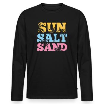 Sommerzeit - Sonne, Salz und Sand - Männer Premium Bio Langarmshirt - Schwarz - Vorne - Nico (187cm)