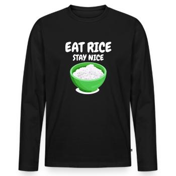 Rice International Cuisine Rice Lovers - Men's Premium Organic Long Sleeve Shirt - black - Front - Nico (187cm)