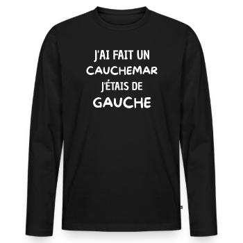 Humour onirique au contraste inattendu - T-shirt manches longues Premium bio Homme - noir - Devant - Nico (187cm)