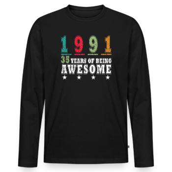 35TH BIRTHDAY ORIGINAL 1991 - Men's Premium Organic Long Sleeve Shirt - black - Front - Nico (187cm)