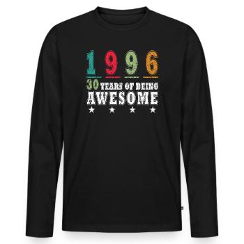 Edition limitée 1996 - Cadeau d’anniversaire 30 - T-shirt manches longues Premium bio Homme - noir - Devant - Nico (187cm)