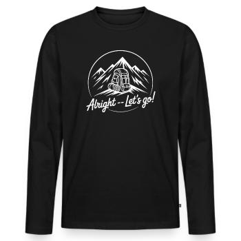 Mountain adventure with backpack - Men's Premium Organic Long Sleeve Shirt - black - Front - Nico (187cm)