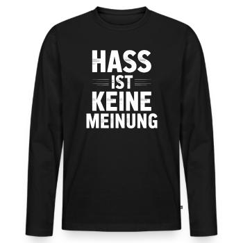 Hass ist keine Meinung - Antifa Tee - Männer Premium Bio Langarmshirt - Schwarz - Vorne - Nico (187cm)