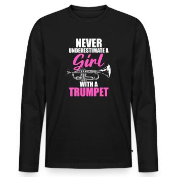 Une fille avec un trompettiste - T-shirt manches longues Premium bio Homme - noir - Devant - Nico (187cm)