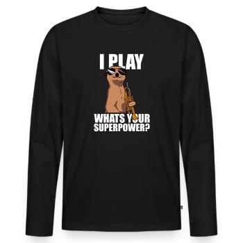 Je joue de la trompette - T-shirt manches longues Premium bio Homme - noir - Devant - Nico (187cm)
