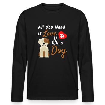 Tout ce dont vous avez besoin, c’est d’amour et d’une citation pour un chien mignon et un animal de compagnie - T-shirt manches longues Premium bio Homme - noir - Devant - Nico (187cm)