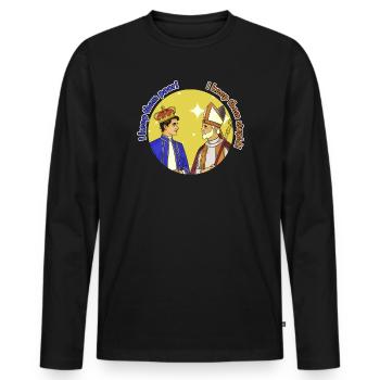 King and Bishop: Wealth vs Poverty - Men's Premium Organic Long Sleeve Shirt - black - Front - Nico (187cm)