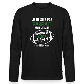 Unterstützer Rugby Pau Humor - Männer Premium Bio Langarmshirt - Schwarz - Vorne - Nico (187cm)