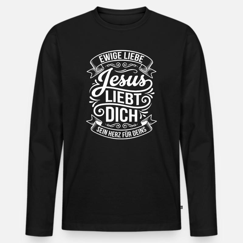 Ewige Liebe - Jesus Liebt Dich - Männer Premium Bio Langarmshirt - Schwarz