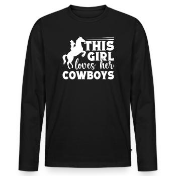 Rodeo Horse Riding This Girl Loves Her Cowboys - Men's Premium Organic Long Sleeve Shirt - black - Front - Nico (187cm)