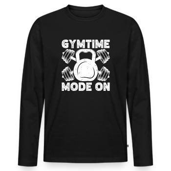 Mode Gymtime de bodybuilder powerlifting sur Gym - T-shirt manches longues Premium bio Homme - noir - Devant - Nico (187cm)