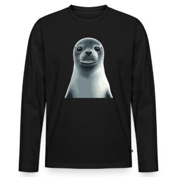 Cute Seal Portrait - Men's Premium Organic Long Sleeve Shirt - black - Front - Nico (187cm)
