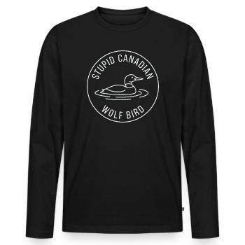 Stupide design graphique du canard loup-loup canadien - T-shirt manches longues Premium bio Homme - noir - Devant - Nico (187cm)
